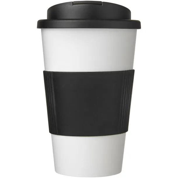 Americano® 350 ml tumbler with grip & spill-proof lid - Unbranded White Solid black