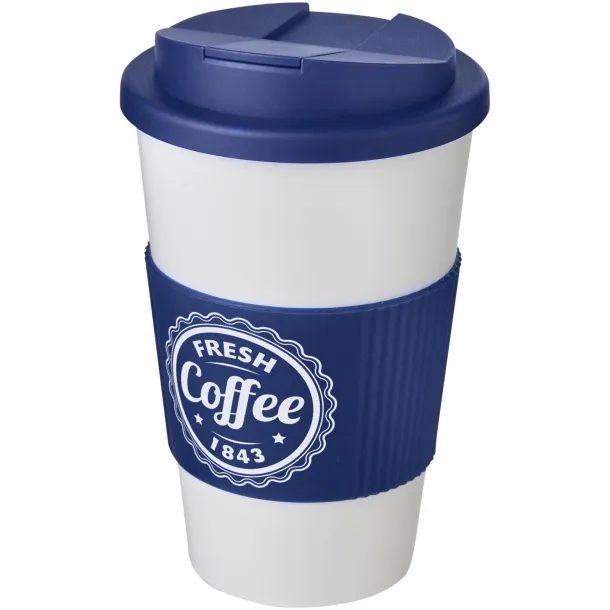 Americano® 350 ml tumbler with grip & spill-proof lid - Unbranded White Blue