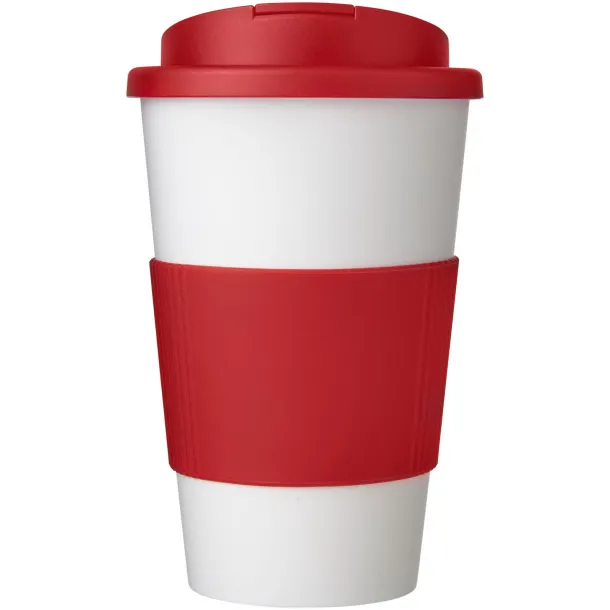 Americano® 350 ml tumbler with grip & spill-proof lid - Unbranded White Red