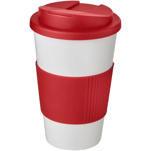 Americano® 350 ml tumbler with grip & spill-proof lid - Unbranded White Red