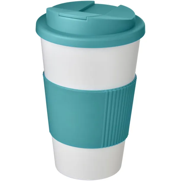 Americano® 350 ml tumbler with grip & spill-proof lid - Unbranded White Aqua