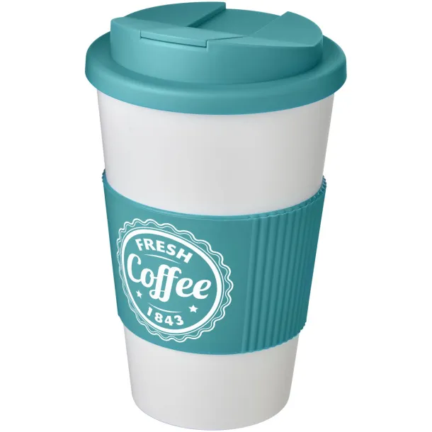 Americano® 350 ml tumbler with grip & spill-proof lid - Unbranded White Aqua