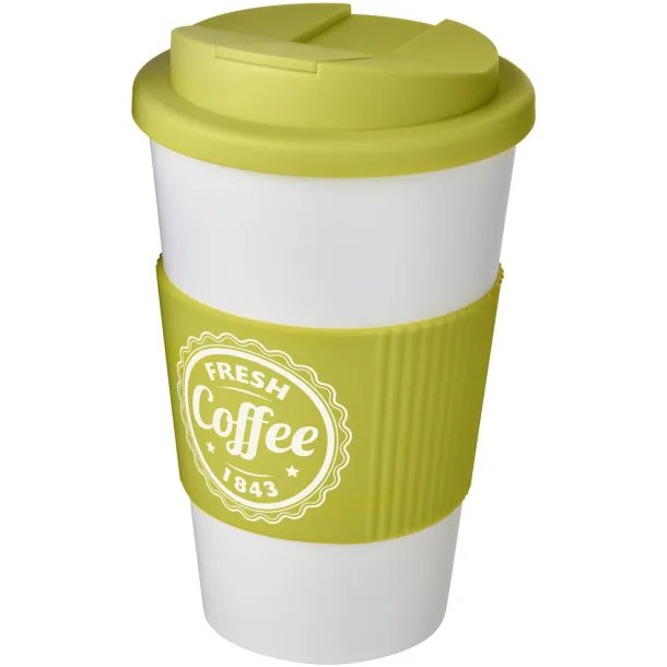 Americano® 350 ml tumbler with grip & spill-proof lid - Unbranded White Lime