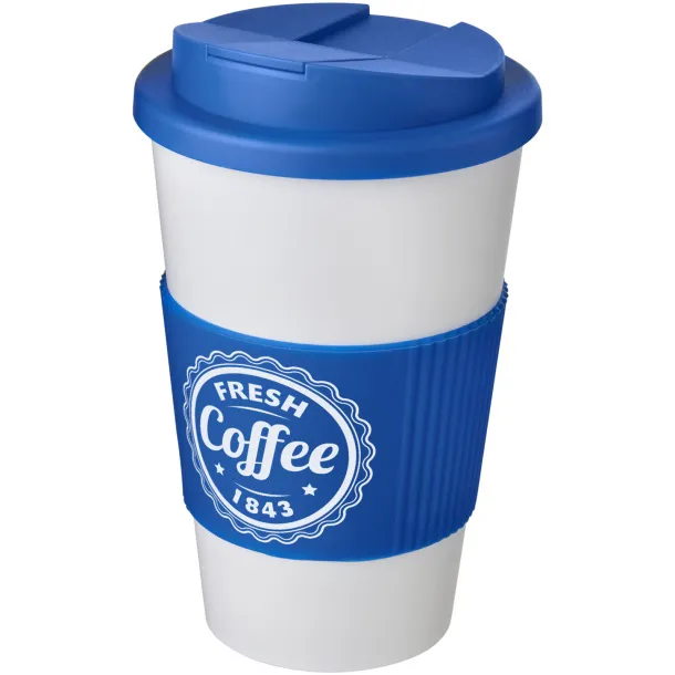 Americano® 350 ml tumbler with grip & spill-proof lid - Unbranded White Mid blue