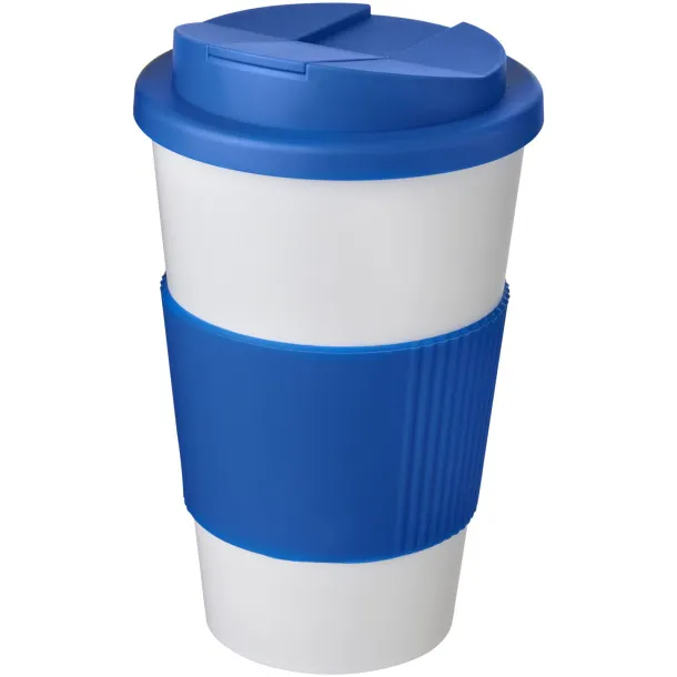 Americano® 350 ml tumbler with grip & spill-proof lid - Unbranded White Mid blue