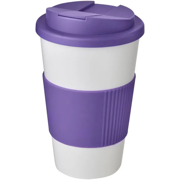 Americano® 350 ml tumbler with grip & spill-proof lid - Unbranded White Purple