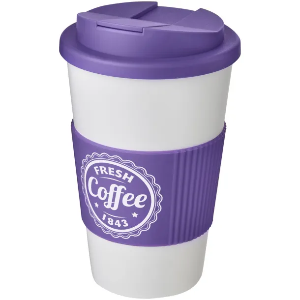 Americano® 350 ml tumbler with grip & spill-proof lid - Unbranded White Purple