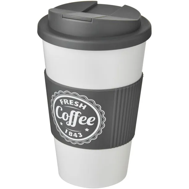 Americano® 350 ml tumbler with grip & spill-proof lid - Unbranded White Grey