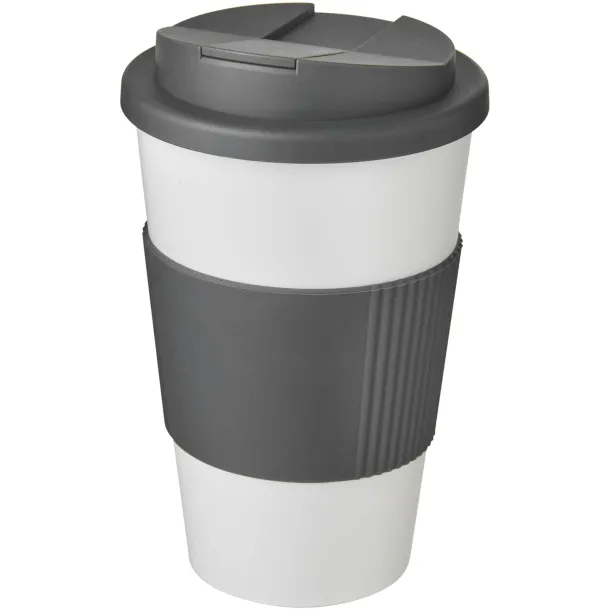 Americano® 350 ml tumbler with grip & spill-proof lid - Unbranded White Grey