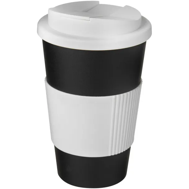 Americano® 350 ml tumbler with grip & spill-proof lid - Unbranded Solid black White