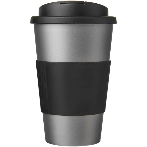 Americano® 350 ml tumbler with grip & spill-proof lid - Unbranded Silver Solid black