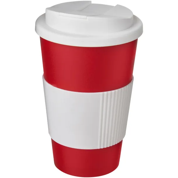 Americano® 350 ml tumbler with grip & spill-proof lid - Unbranded Red White