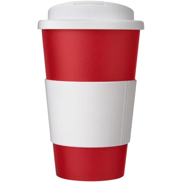 Americano® 350 ml tumbler with grip & spill-proof lid - Unbranded Red White