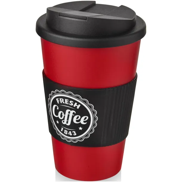 Americano® 350 ml tumbler with grip & spill-proof lid - Unbranded Red Solid black