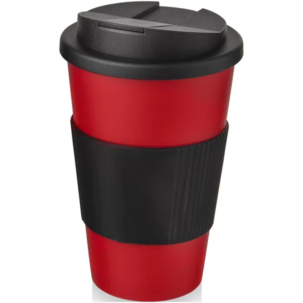 Americano® 350 ml tumbler with grip & spill-proof lid - Unbranded Red Solid black