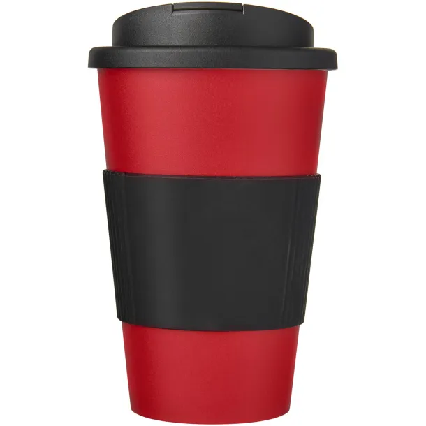 Americano® 350 ml tumbler with grip & spill-proof lid - Unbranded Red Solid black