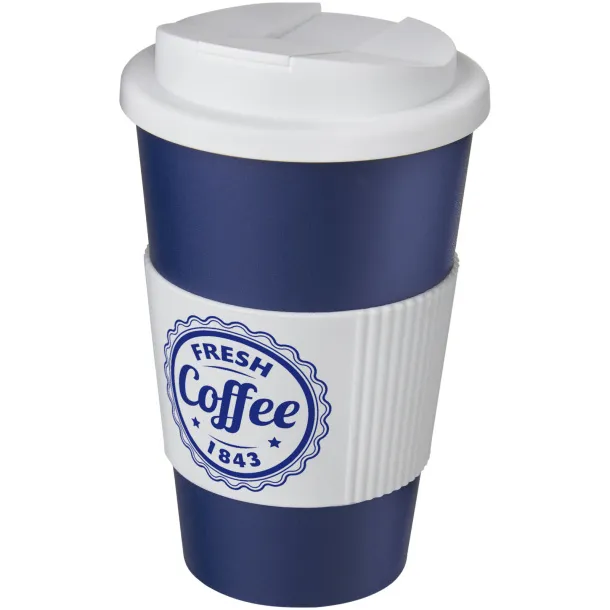 Americano® 350 ml tumbler with grip & spill-proof lid - Unbranded Blue White