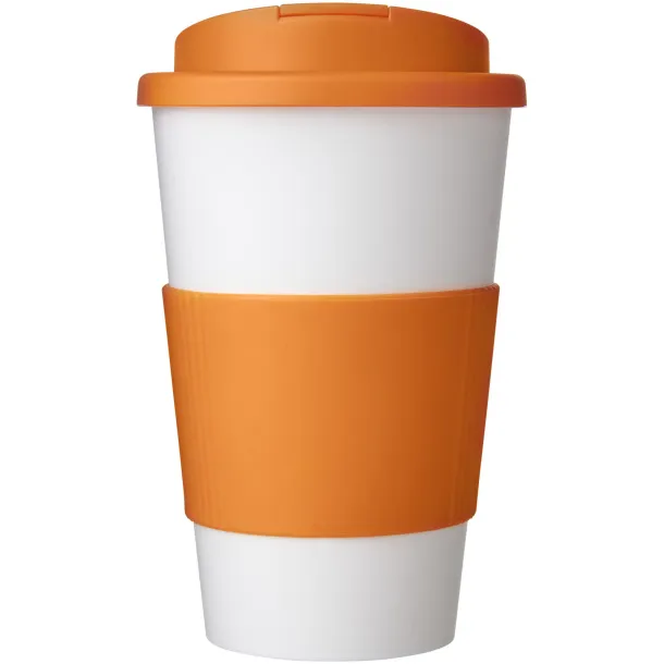 Americano® 350 ml tumbler with grip & spill-proof lid White Orange