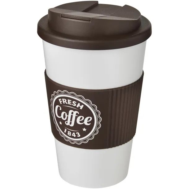 Americano® 350 ml tumbler with grip & spill-proof lid - Unbranded White Brown