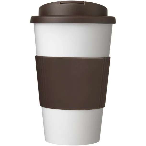 Americano® 350 ml tumbler with grip & spill-proof lid - Unbranded White Brown