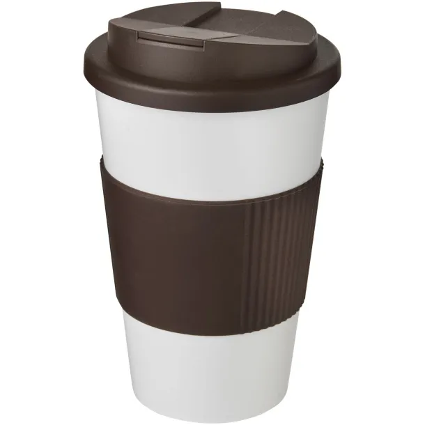 Americano® 350 ml tumbler with grip & spill-proof lid - Unbranded White Brown