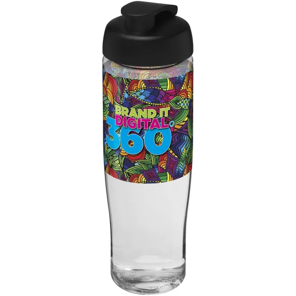 H2O Tempo® 700 ml flip lid sport bottle - Unbranded White Solid black