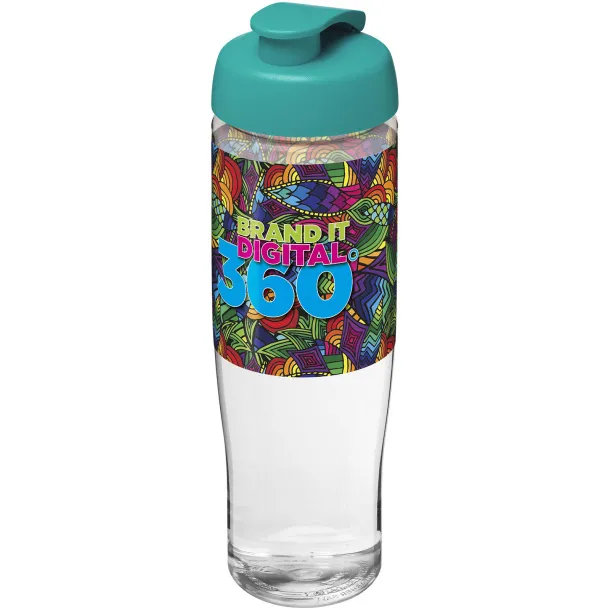 H2O Tempo® 700 ml flip lid sport bottle - Unbranded White Aqua blue