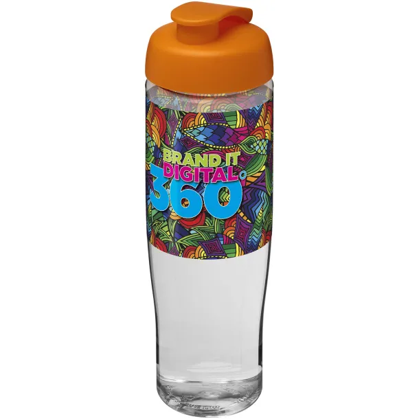 H2O Tempo® 700 ml flip lid sport bottle - Unbranded White Orange