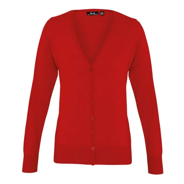  WOMEN'S BUTTON-THROUGH KNITTED CARDIGAN - Premier Red