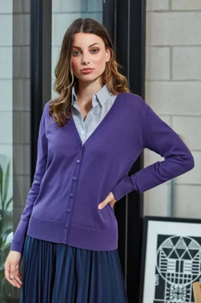  WOMEN'S BUTTON-THROUGH KNITTED CARDIGAN - Premier Titanium