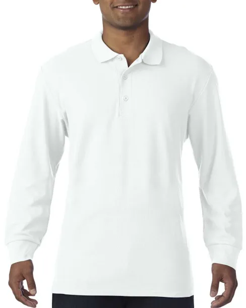  PREMIUM COTTON® ADULT LONG SLEEVE DOUBLE PIQUÉ POLO - Gildan White