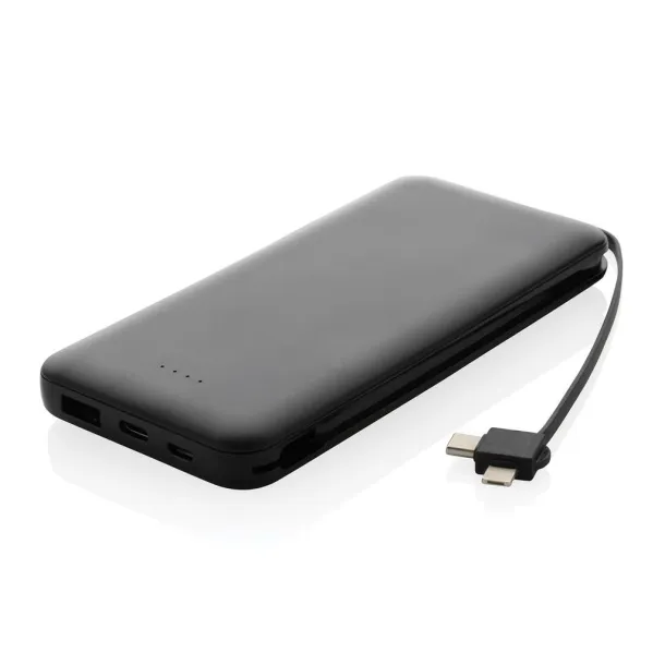  Lockhart prijenosna baterija od RCS reciklirane plastike s integriranim kablovima, 10 000 mAh - XD Collection Crna