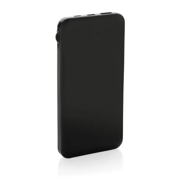  Lockhart prijenosna baterija od RCS reciklirane plastike s integriranim kablovima, 10 000 mAh - XD Collection Crna