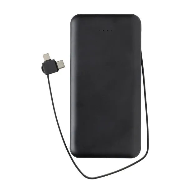  Lockhart prijenosna baterija od RCS reciklirane plastike s integriranim kablovima, 10 000 mAh - XD Collection Crna