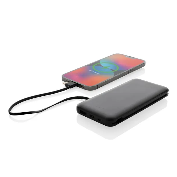  Lockhart prijenosna baterija od RCS reciklirane plastike s integriranim kablovima, 10 000 mAh - XD Collection Crna