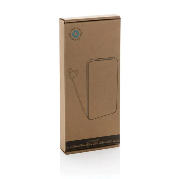  Lockhart prijenosna baterija od RCS reciklirane plastike s integriranim kablovima, 10 000 mAh - XD Collection Crna
