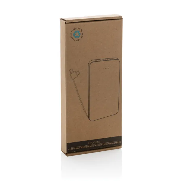  Lockhart prijenosna baterija od RCS reciklirane plastike s integriranim kablovima, 10 000 mAh - XD Collection Crna