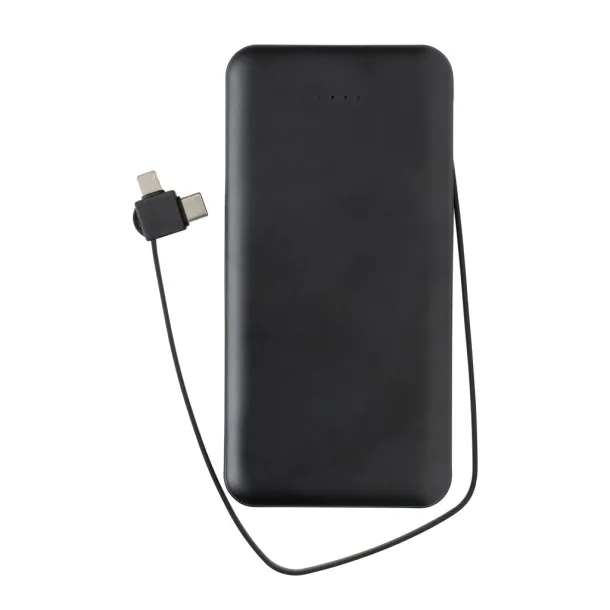  Lockhart prijenosna baterija od RCS reciklirane plastike s integriranim kablovima, 10 000 mAh - XD Collection Crna