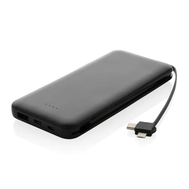  Lockhart prijenosna baterija od RCS reciklirane plastike s integriranim kablovima, 10 000 mAh - XD Collection Crna