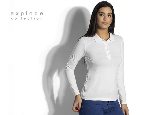 UNA LSL Women´s long sleeve single jersey polo shirt, 180 g/m2 - EXPLODE Bijela