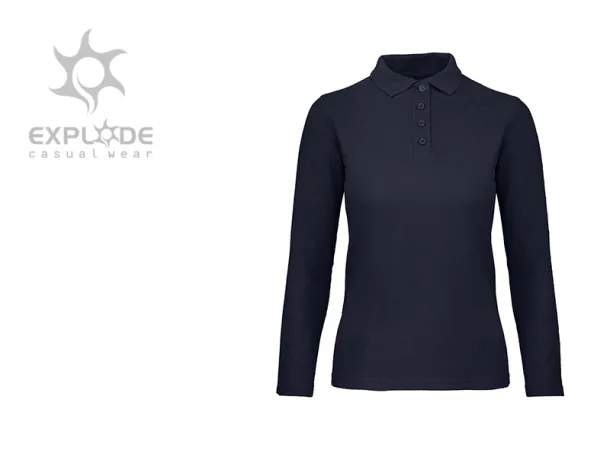 UNA LSL Women´s long sleeve single jersey polo shirt, 180 g/m2 - EXPLODE Plava