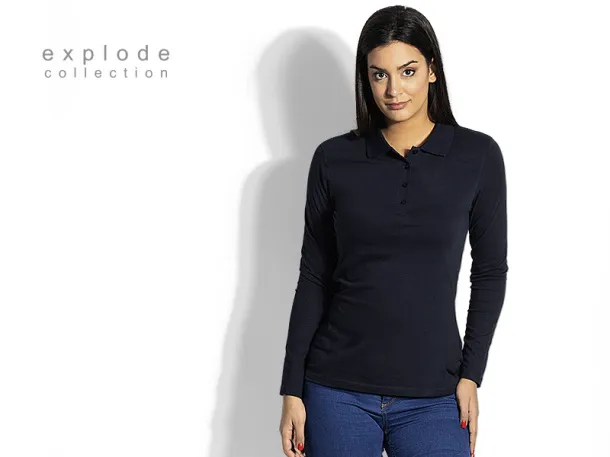 UNA LSL Women´s long sleeve single jersey polo shirt, 180 g/m2 - EXPLODE Plava