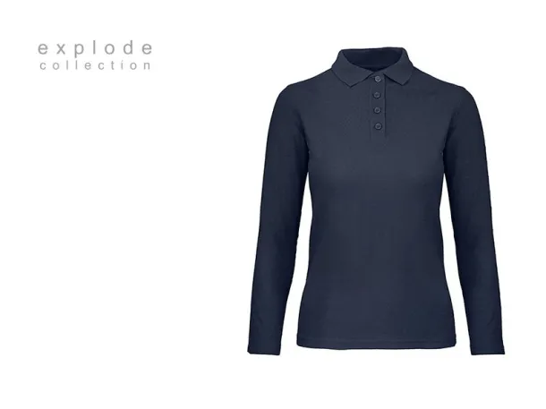 UNA LSL Women´s long sleeve single jersey polo shirt, 180 g/m2 - EXPLODE Plava