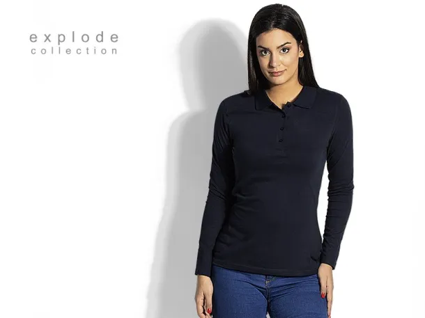 UNA LSL Women´s long sleeve single jersey polo shirt, 180 g/m2 - EXPLODE Plava