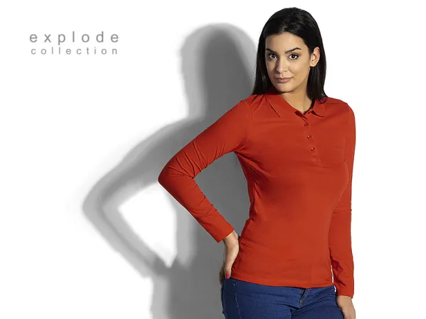 UNA LSL Women´s long sleeve single jersey polo shirt - EXPLODE Crvena