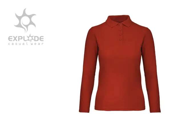 UNA LSL women’s long sleeve jersey polo shirt - EXPLODE Red