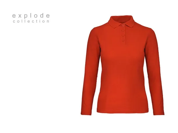 UNA LSL Women´s long sleeve single jersey polo shirt, 180 g/m2 - EXPLODE Crvena