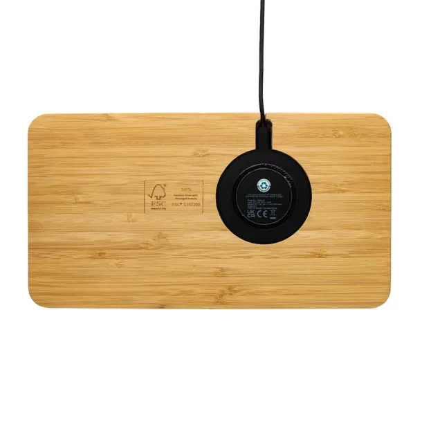  FSC® Bamboo desk organizer 10W wireless charger - XD Collection Brown 