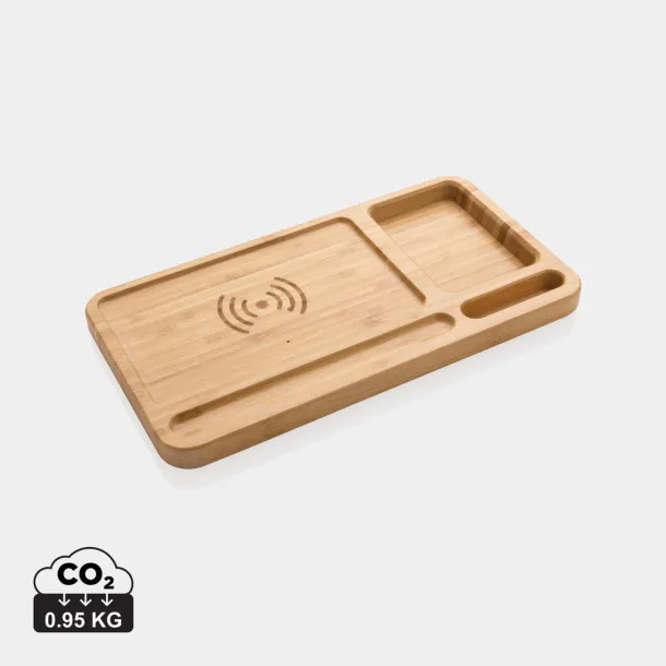  FSC® Bamboo desk organizer 10W wireless charger - XD Collection Brown 