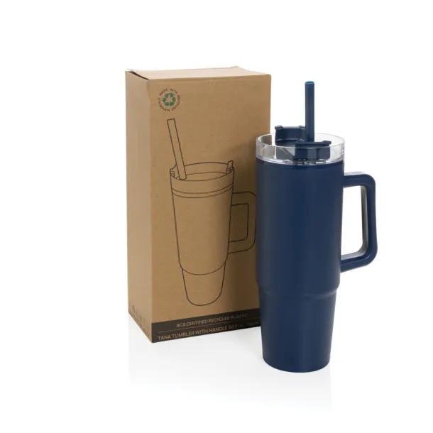  Tana RCS recyled plastic tumbler with handle 900ML - XD Collection blue 